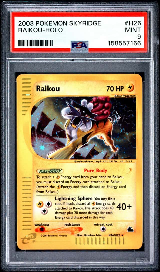 Pokemon Raikou Holo Skyridge H26/144 PSA 9 Mint