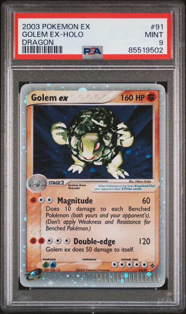 2003 Pokemon TCG Golem ex 91/97 EX Dragon Holo Ultra Rare EX PSA 9