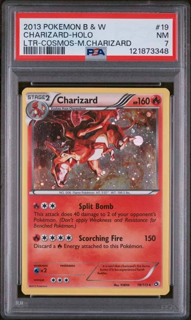 Pokemon Charizard Holo Legendary Treasures 19/113 Cosmos-Mega PSA 7