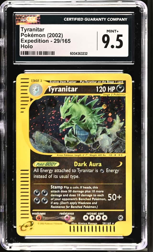 2002 POKEMON EXPEDITION SET #29/165 TYRANITAR HOLO CGC 9.5