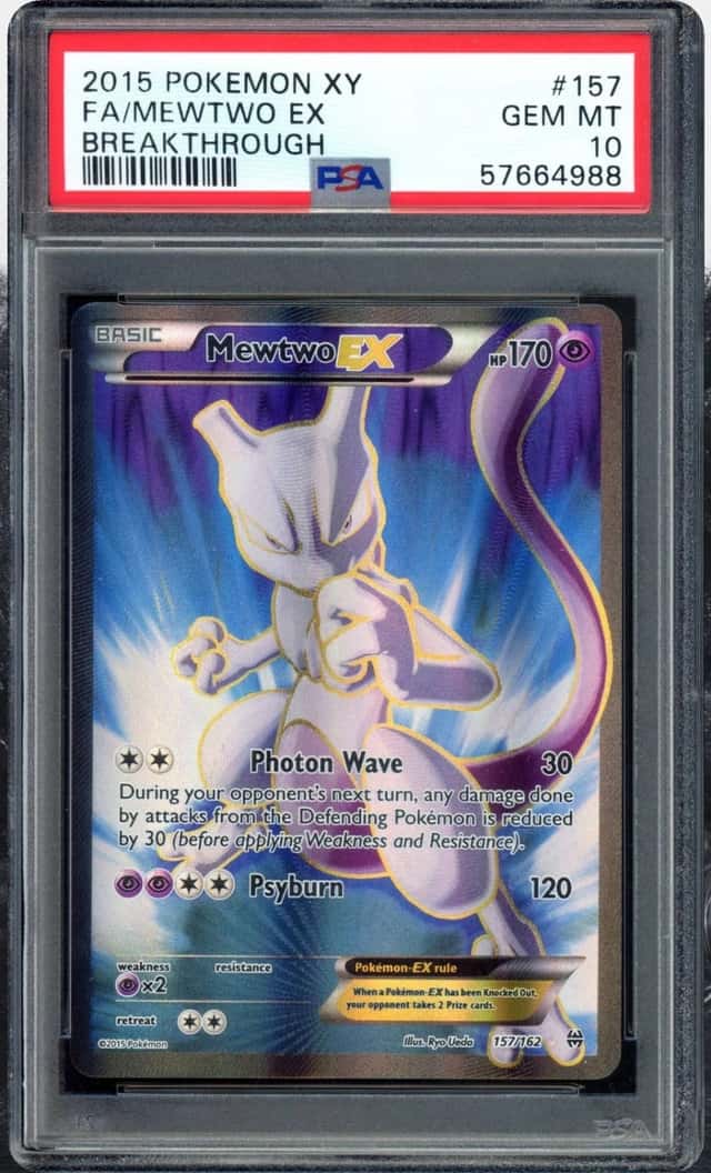 2015 POKEMON XY BREAKTHROUGH #157/162 MEWTWO EX FULL ART ULTRA RARE PSA 10