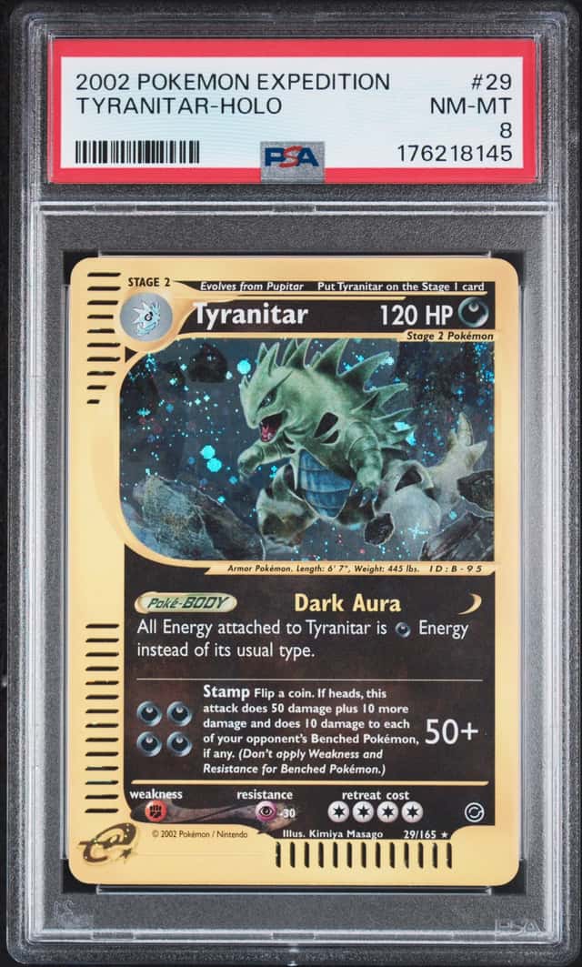 Pokémon Tyranitar 29/165 Expedition Holo Rare EN PSA 8