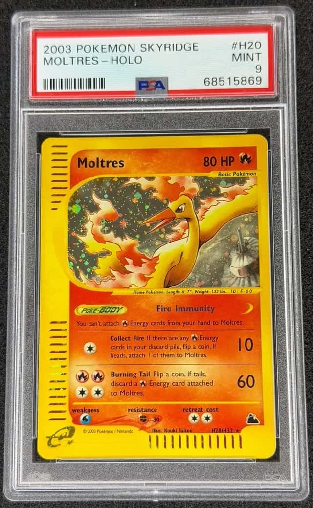 PSA 9 Moltres Skyridge Holo 2003 Pokemon #H20 Vintage Low Pop Legendary Grail