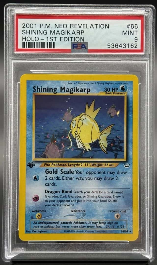 POKEMON SHINING MAGIKARP 2001 NEO REVELATION #66 1ST EDITION HOLO PSA 9 