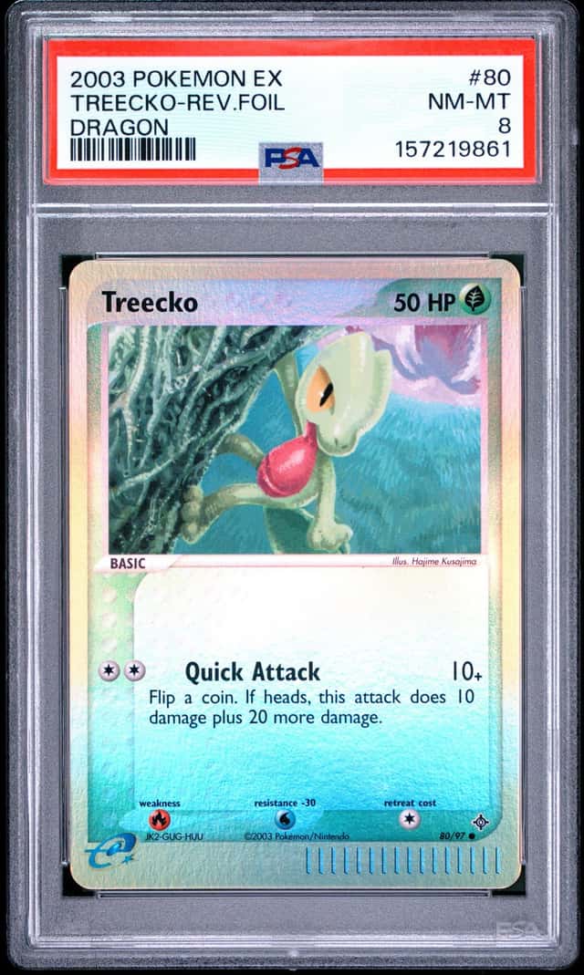 2003 Pokemon Ex Dragon #80 Treecko Reverse Holo Foil PSA 8 NM-MT
