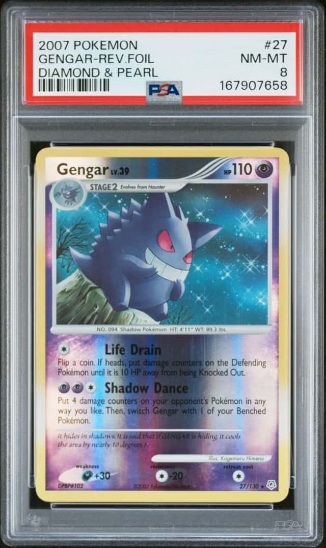 Pokemon Gengar Reverse Foil Diamond & Pearl #27 PSA 8