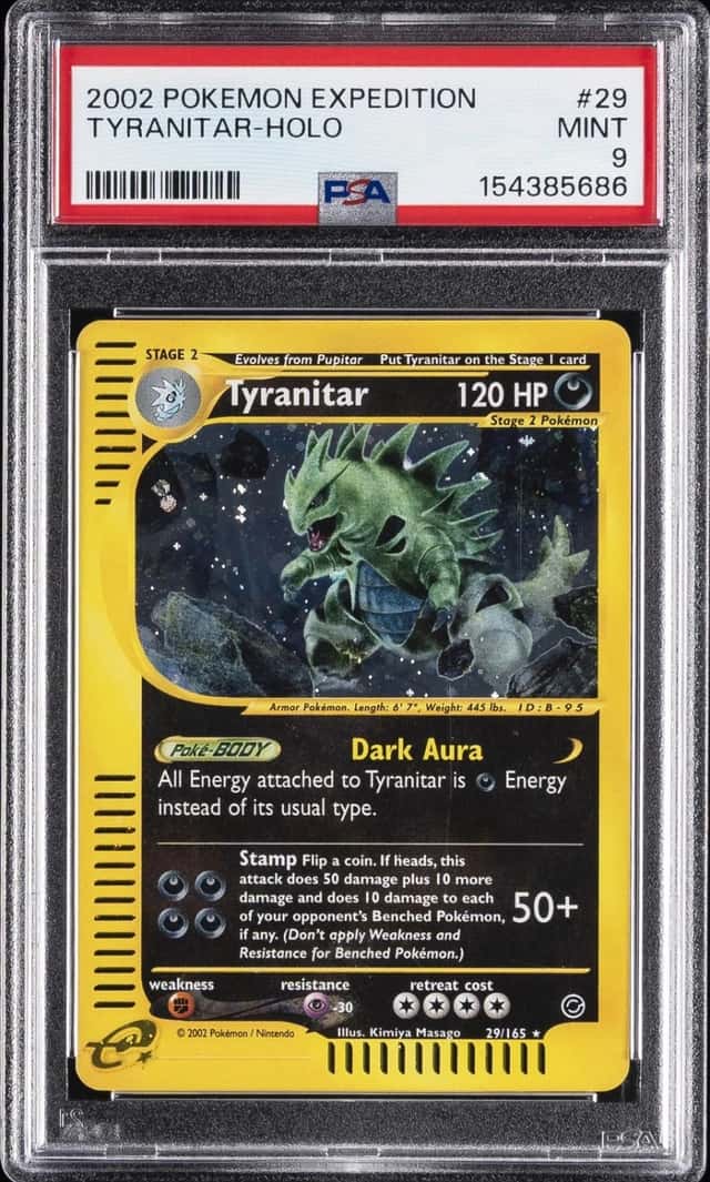 2002 POKEMON EXPEDITION #29 TYRANITAR-HOLO PSA 9