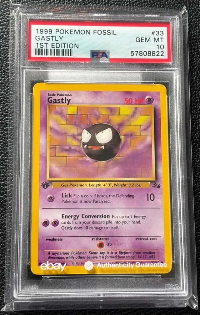 1999 Pokémon Fossil Gastly 1st Edition 33/62 PSA 10 rare grade NO RESERVE