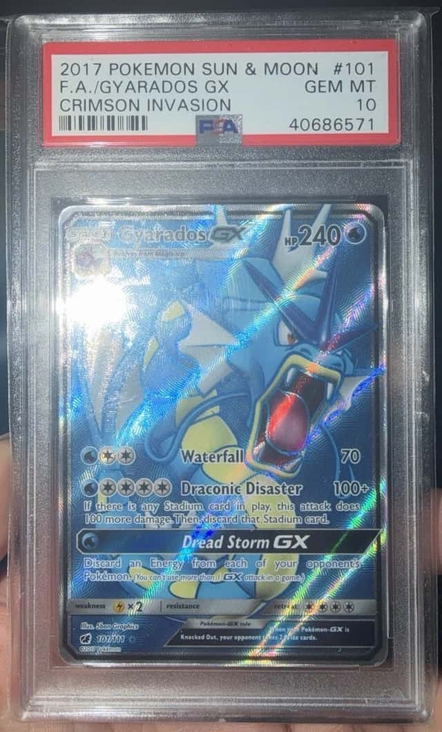 2017 POKEMON SUN & MOON CRIMSON INVASION #101 FULL ART/GYARADOS GX PSA 10