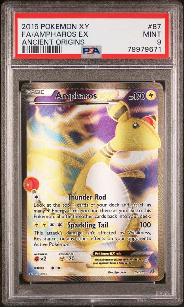 Ampharos EX FA 2015 Pokémon XY Ancient Origins  87/98 Full Art PSA 9 MINT