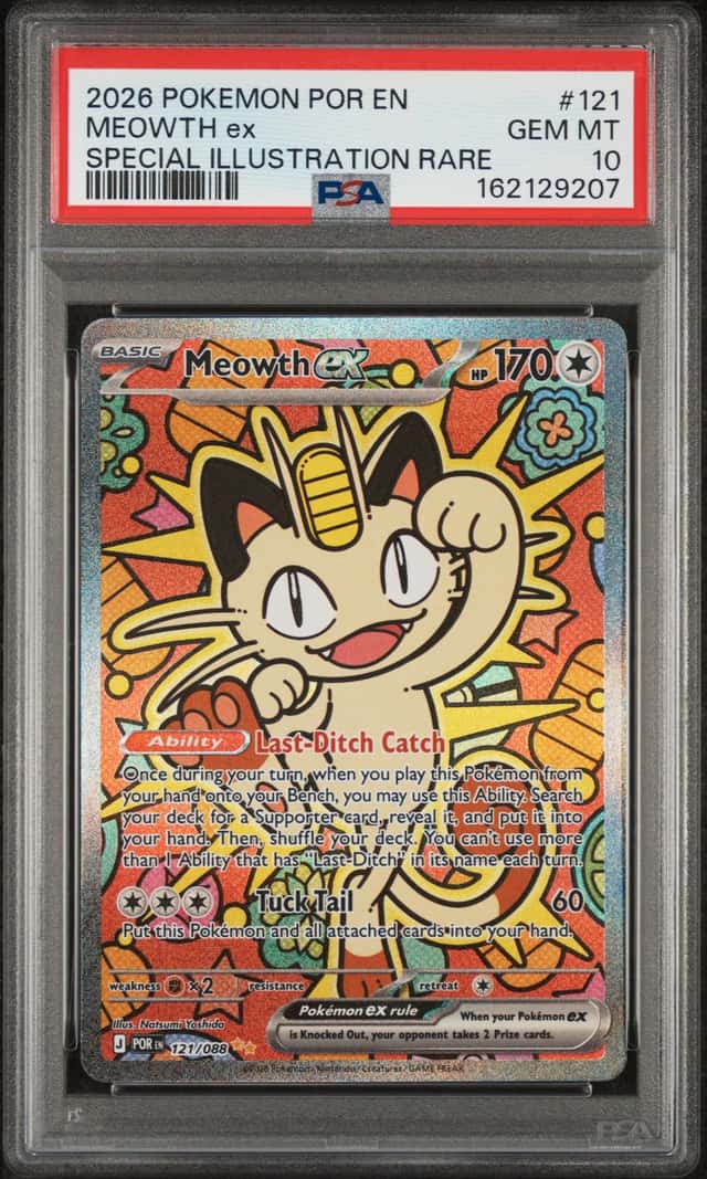 Meowth ex 121/088 Me03: Perfect Order SIR Holo English 2026 PSA 10