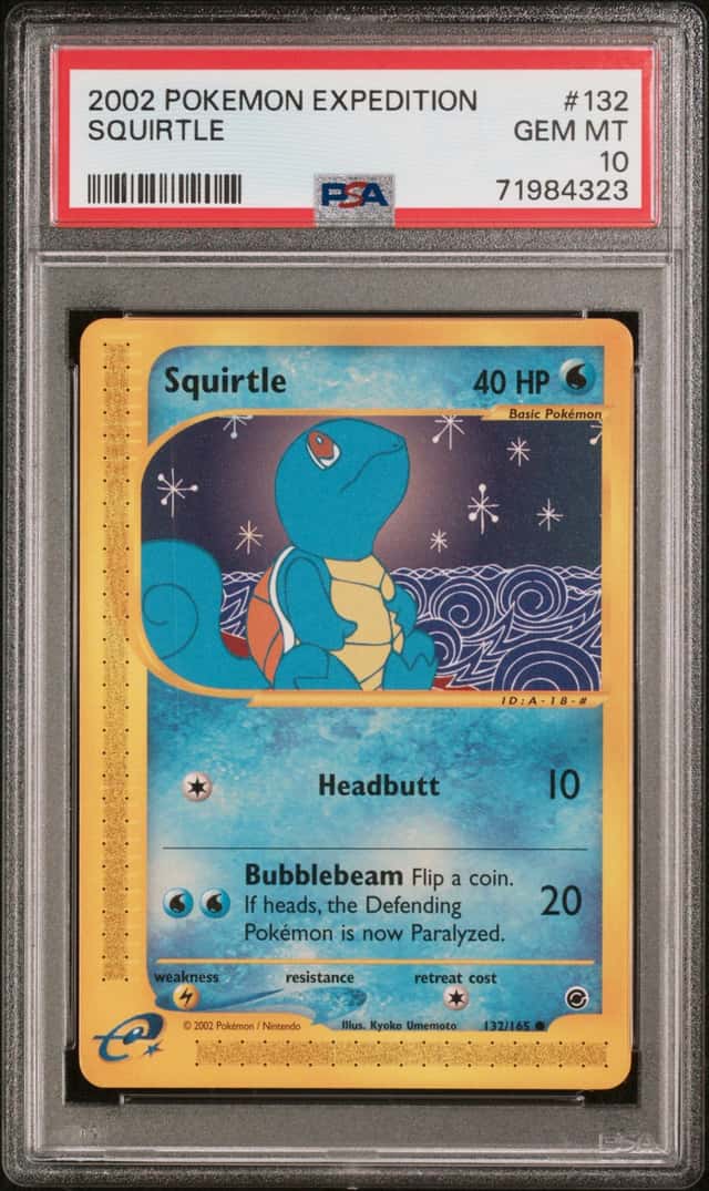 PSA 10 - SQUIRTLE 2002 POKEMON EXPEDITION 132/165 COMMON - GEM MINT