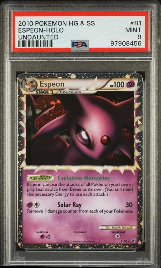 2010 POKEMON HEARTGOLD & SOULSILVER UNDAUNTED #81 ESPEON-HOLO PSA 9