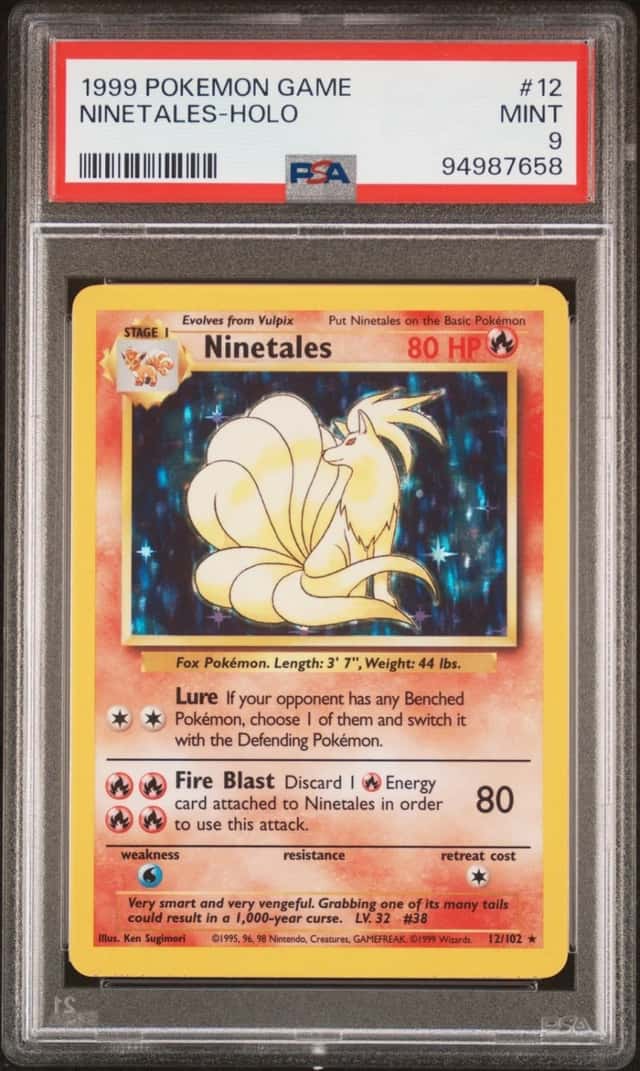 Pokemon Ninetales Holo Base Set Unlimited 12/102 PSA 9 Mint