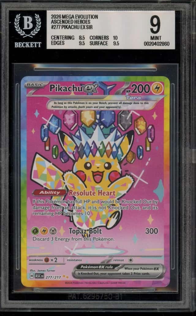 Pokemon Pikachu ex Ascended Heroes Special Illustration Rare 277 BGS 9 Mint
