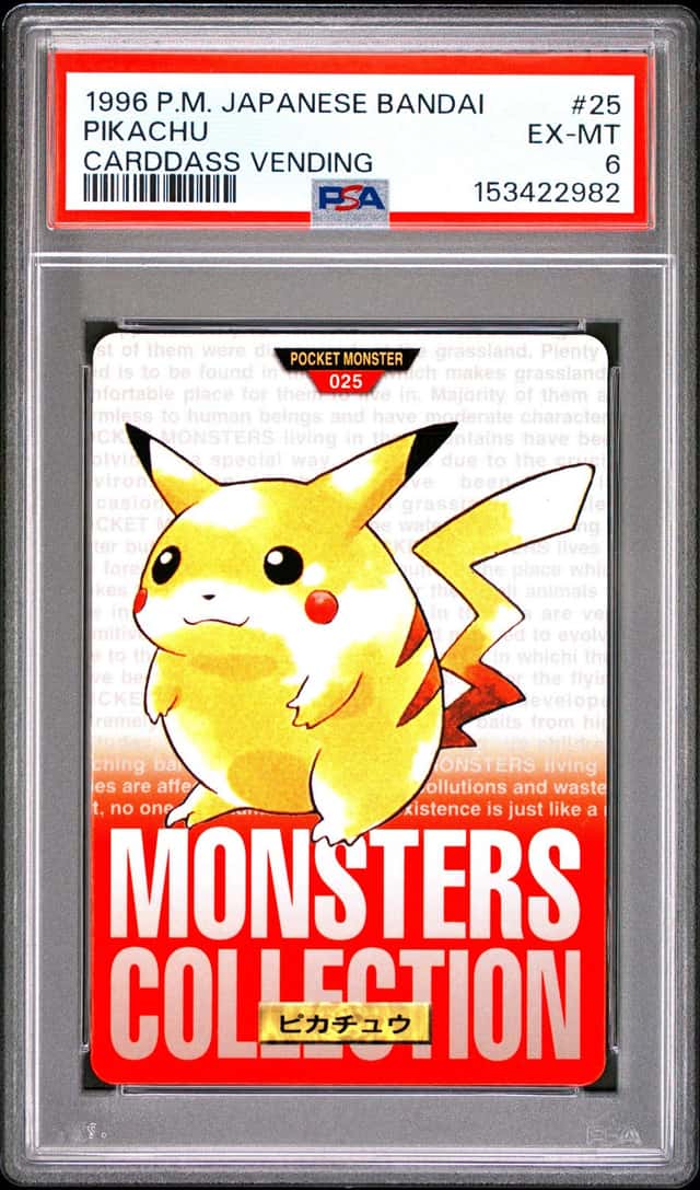 Pokemon PSA 6 Pikachu 1996 #025 Bandai Carddass Vending Japanese