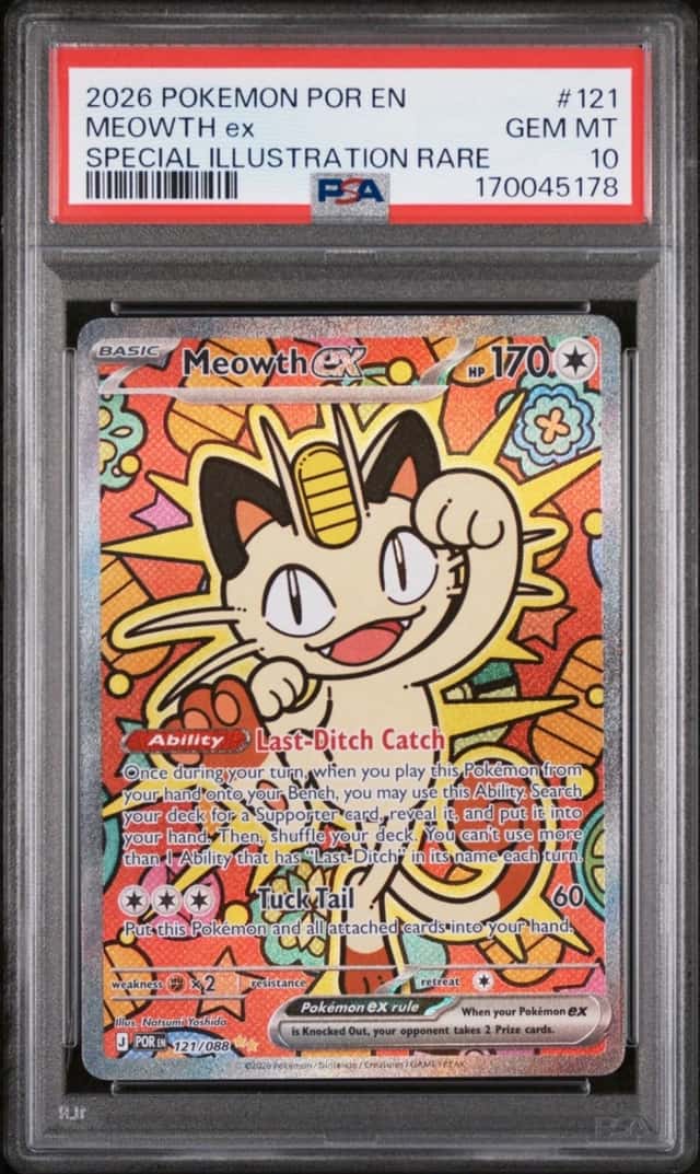 Pokemon 2026 Meowth ex 121/088 SIR Perfect Order GEM MINT PSA 10