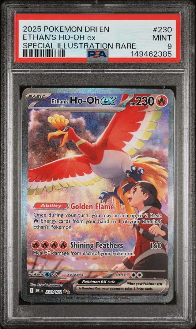 2025 POKEMON DESTINED RIVALS SPECIAL ILLUSTRATION RARE ETHAN'S HO-OH EX PSA 9