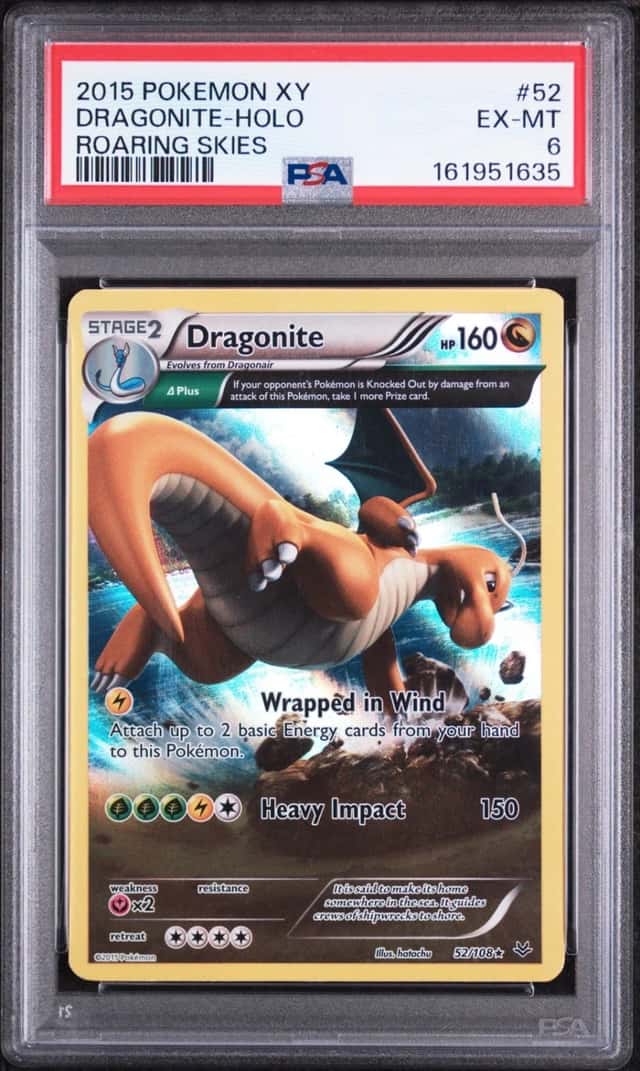 2015 POKEMON XY ROARING SKIES #52 DRAGONITE-HOLO PSA 6
