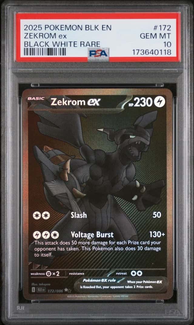 2025 POKEMON BLK EN-BLACK BOLT BLACK WHITE RARE #172 ZEKROM EX PSA 10