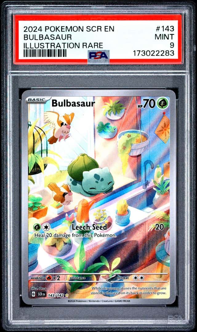 2024 POKEMON SCR EN-STELLAR CROWN ILLUSTRATION RARE #143 BULBASAUR PSA 9