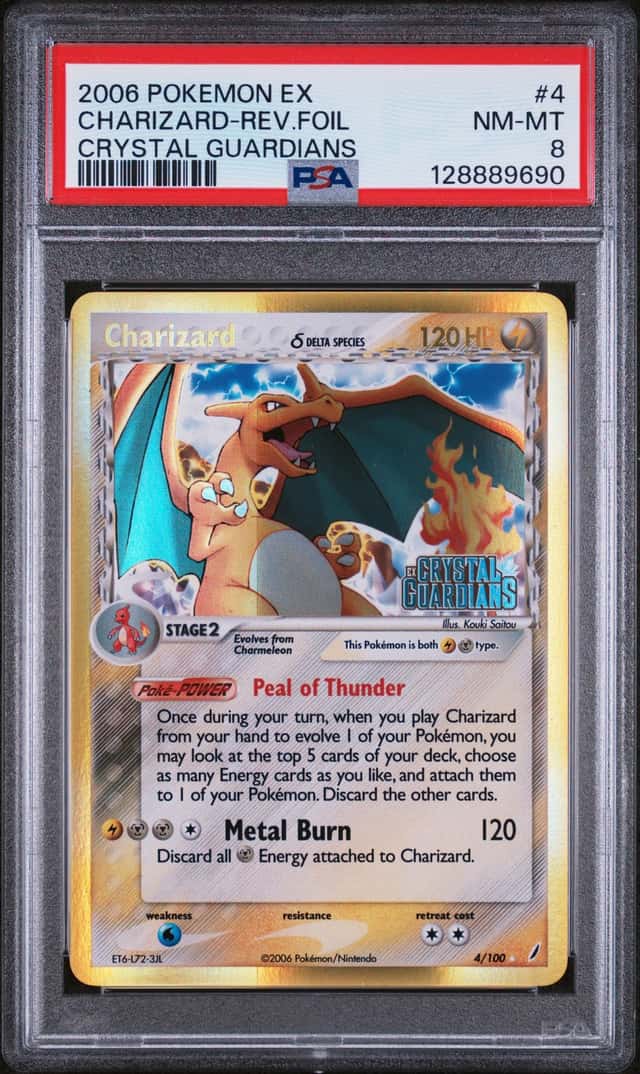 2006 POKEMON EX CRYSTAL GUARDIANS #4 CHARIZARD-REVERSE HOLO FOIL PSA 8