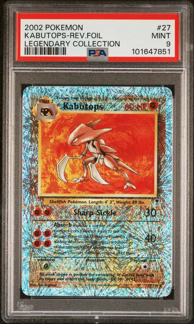 2002 KABUTOPS PSA 9 Reverse Foil Pokemon Legendary Coll. MINT #27 27/110