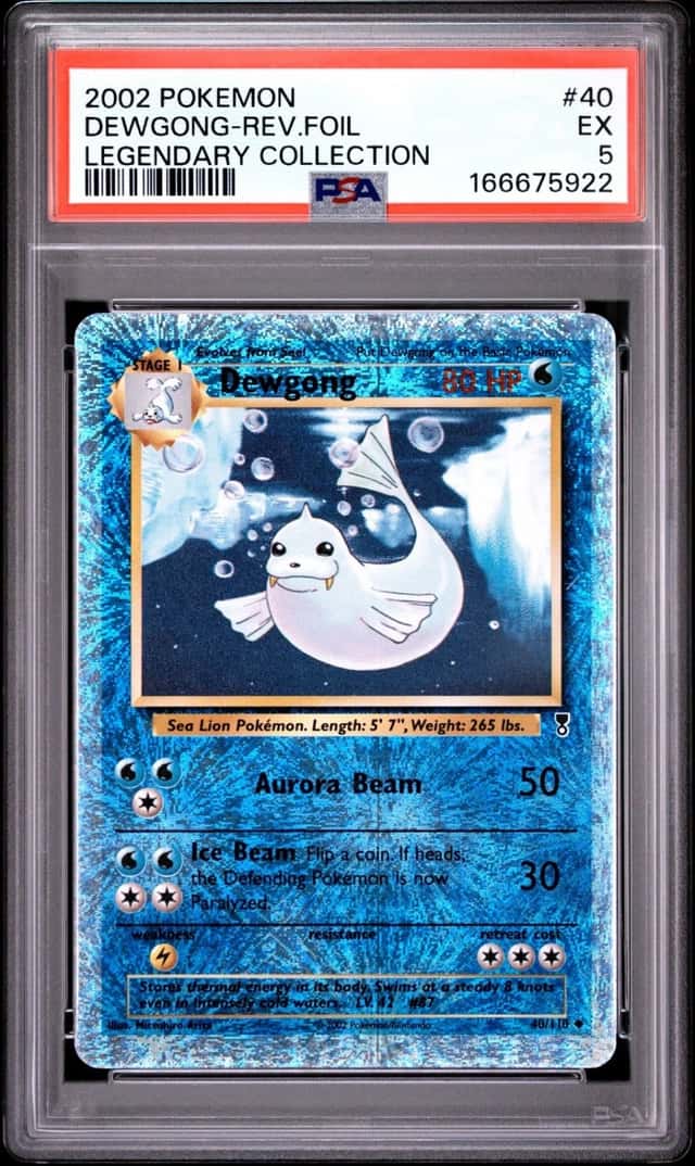2002 POKEMON LEGENDARY COLLECTION #40 DEWGONG-REVERSE FOIL PSA 5
