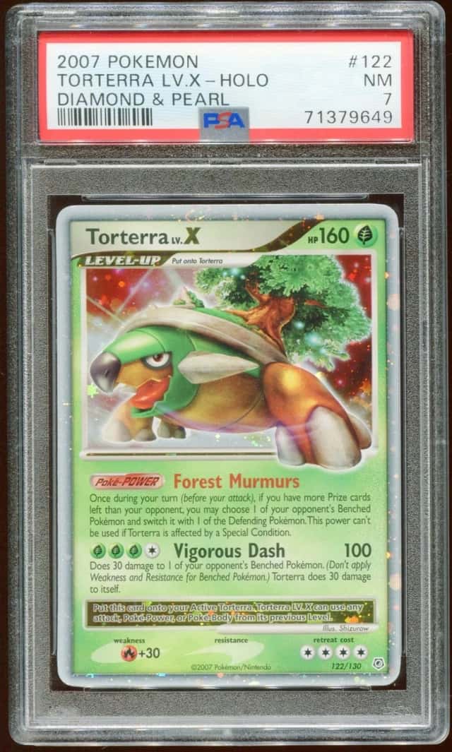 2007 POKEMON DIAMOND & PEARL TORTERRA LV. X 122/130 RARE HOLO FOIL PSA 7 A E10