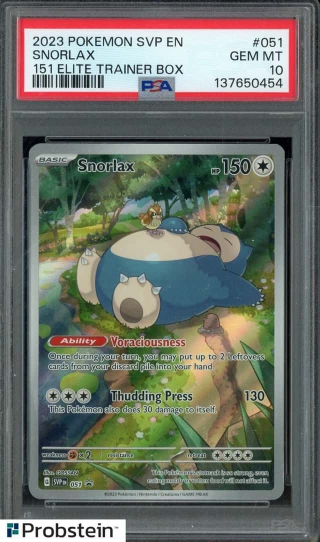 2023 Pokemon SVP EN 151 Pokemon Center ETB Promo #051 Snorlax PSA 10 GEM MINT