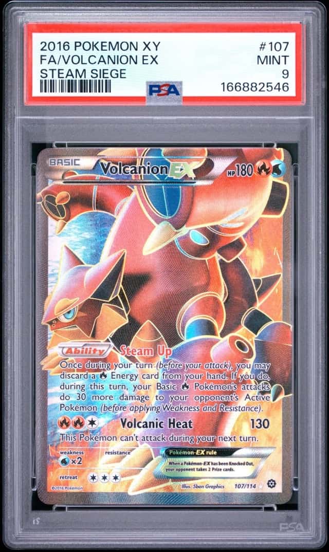 166882546 Volcanion EX 2016 Pokemon XY Steam Siege #107/114 PSA 9