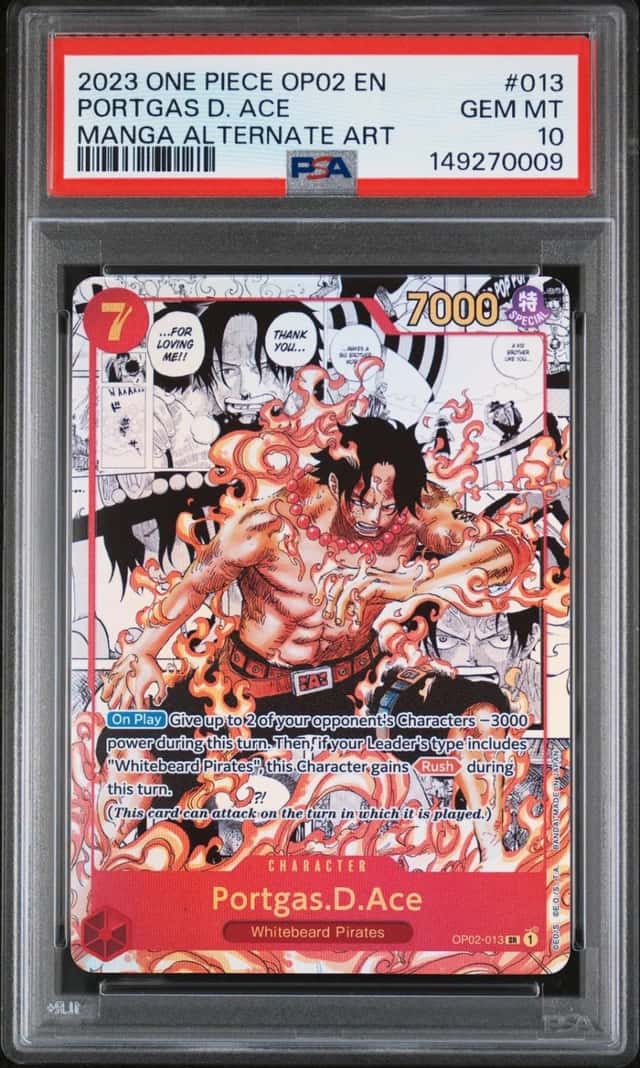 One Piece Portgas D. Ace Op02 Paramount War 013 Manga Alternate Art PSA 10