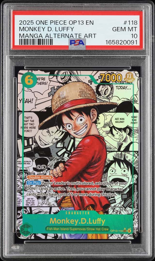 One Piece CCG Monkey D. Luffy OP13-118 Carrying on His Will AA Foil PSA10