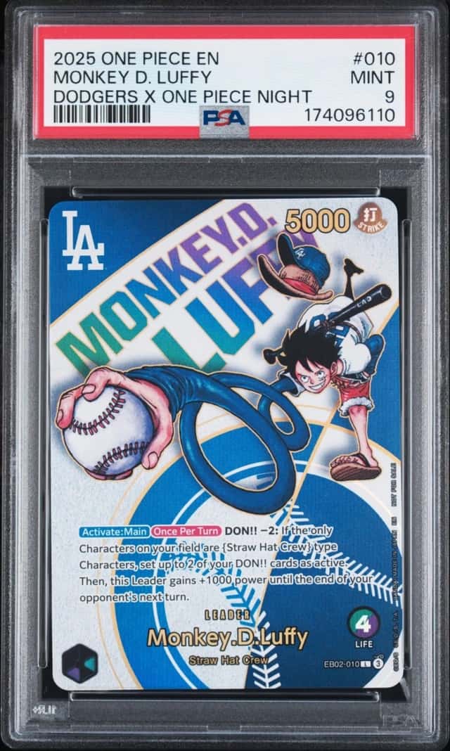2025 ONE PIECE PROMOS DODGERS X ONE PIECE NIGHT  #010 MONKEY D. LUFFY PSA 9