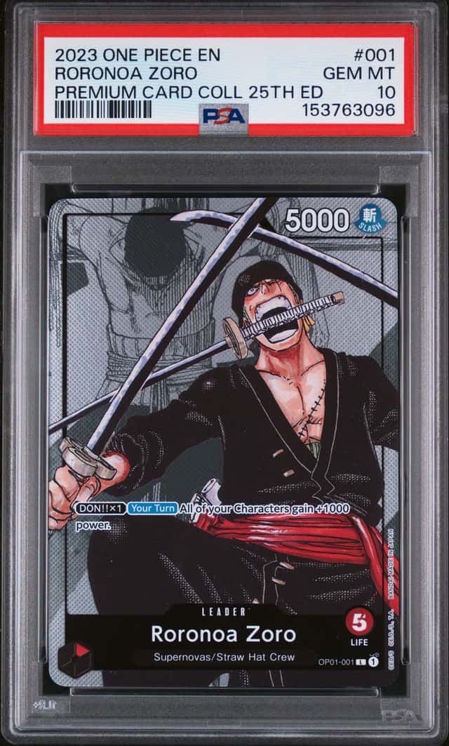 One Piece Roronoa Zoro Premium Card Collection 2023 25th Edition #001 PSA 10