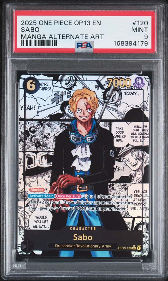 2025 One Piece Carrying On His Will Sabo Manga Art SSP #OP13-120 PSA 9