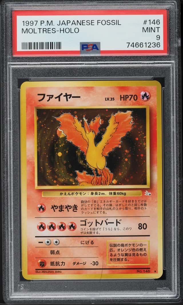 1997 Pokemon Japanese Fossil Holo Moltres #146 PSA 9 MINT
