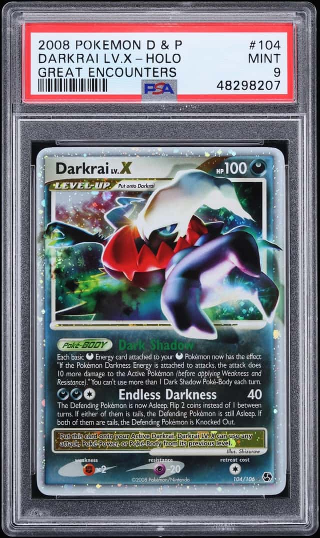 2008 Pokemon Diamond & Pearl Great Encounters Holo Darkrai LV.X #104 PSA 9 MINT