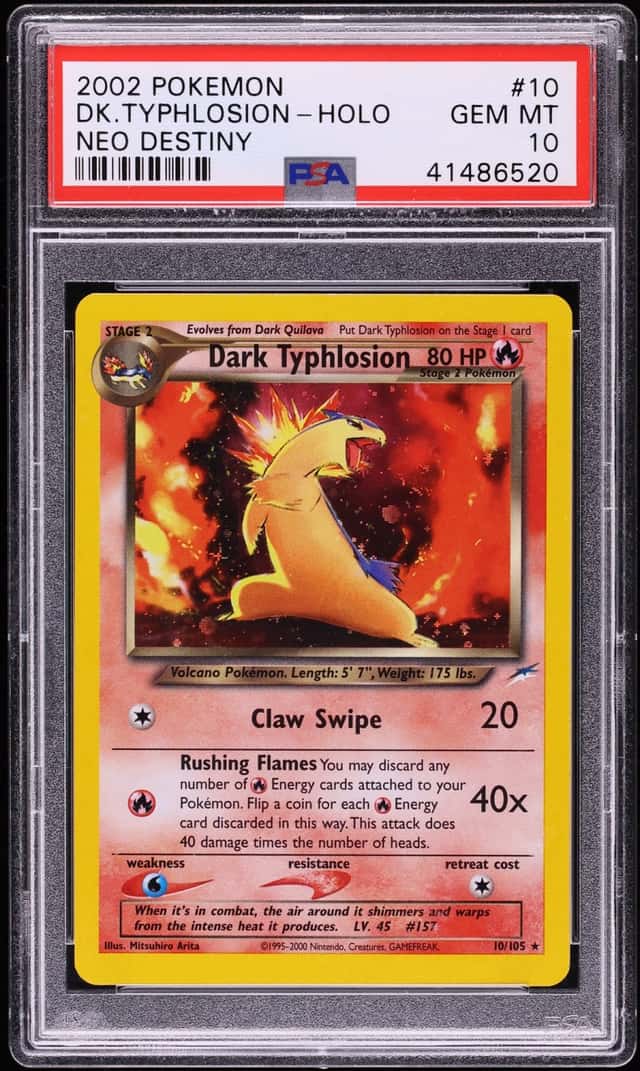 2002 Pokemon Neo Destiny Holo Dark Typhlosion #10 PSA 10 GEM MINT
