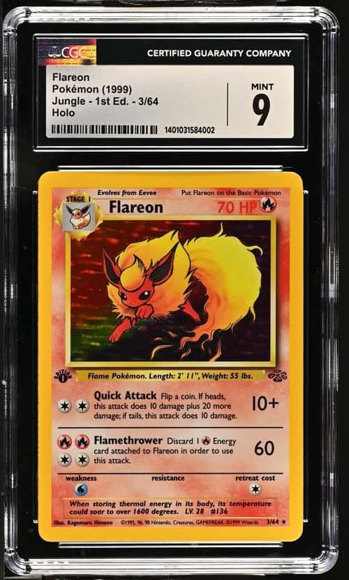 1999 Pokemon Jungle 1st Edition Holo Flareon #3 CGC 9 MINT