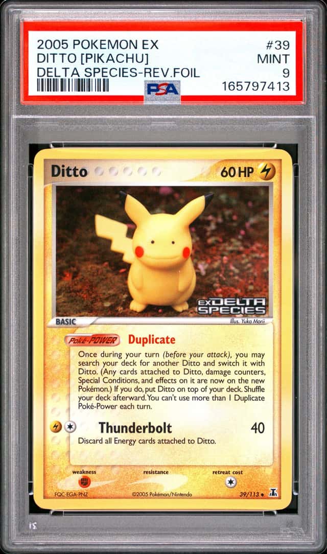 2005 Pokemon EX Delta Species Reverse Holo Ditto Pikachu #39 PSA 9 MINT