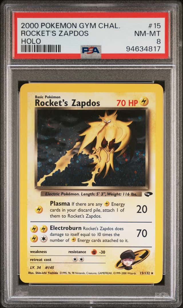 2000 Pokemon Gym Challenge Holo Rocket's Zapdos #15 PSA 8 NM-MT