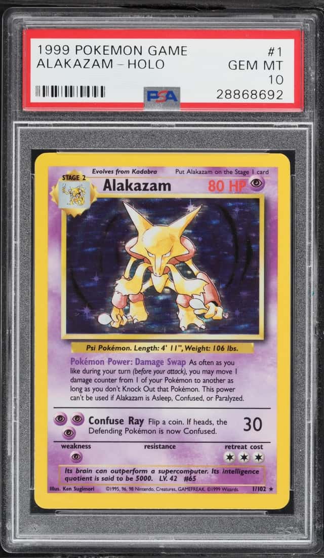 1999 Pokemon Base Set Holo Alakazam #1 PSA 10 GEM MINT