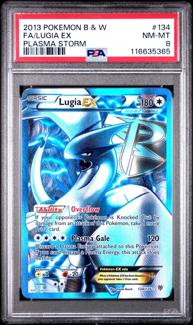 2012 Pokemon Black & White Plasma Storm Full Art Lugia EX #134 PSA 8 NM-MT