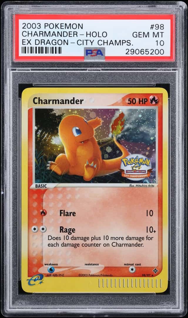 2003 Pokemon EX Dragon City Championships Holo Charmander #98 PSA 10 GEM MINT