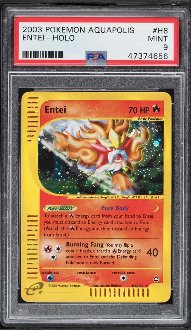 2003 Pokemon Aquapolis Holo Entei #H8 PSA 9 MINT