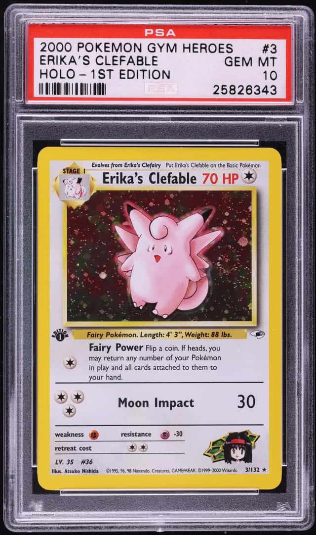 2000 Pokemon Gym Heroes 1st Edition Holo Erika's Clefable #3 PSA 10 GEM MINT