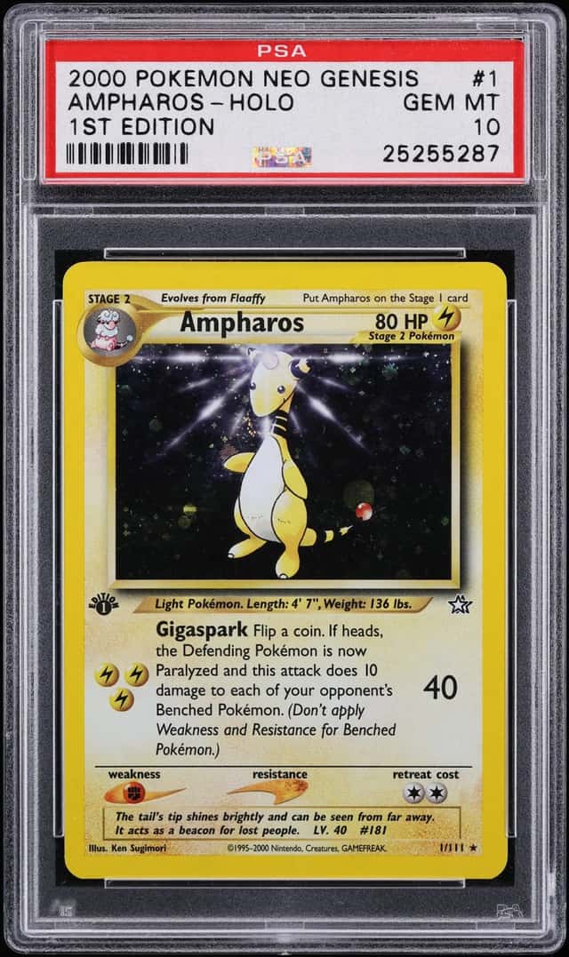 2000 Pokemon Neo Genesis 1st Edition Holo Ampharos #1 PSA 10 GEM MINT
