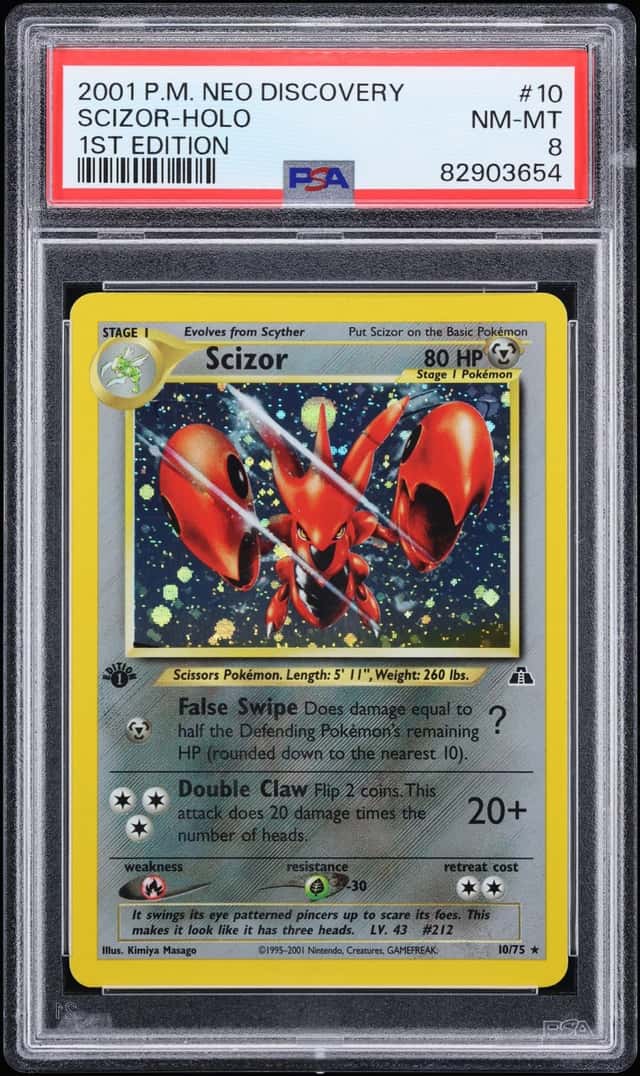 2001 Pokemon Neo Discovery 1st Edition Holo Scizor #10 PSA 8 NM-MT