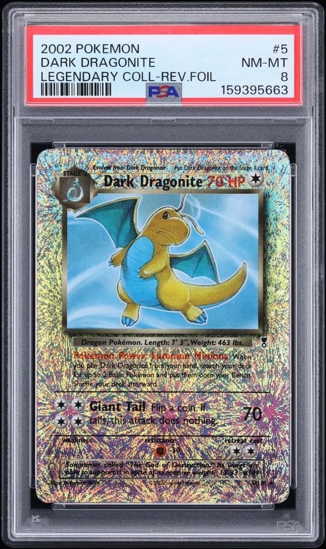2002 Pokemon Legendary Collection Reverse Holo Dark Dragonite #5 PSA 8 NM-MT